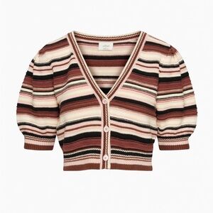 Wilfred Aritzia Canterbury Striped Puff Sleeve Cardigan small